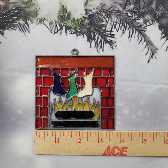 Colorful Christmas Stockings over the Fireplace Suncatcher - Picture 3 of 3